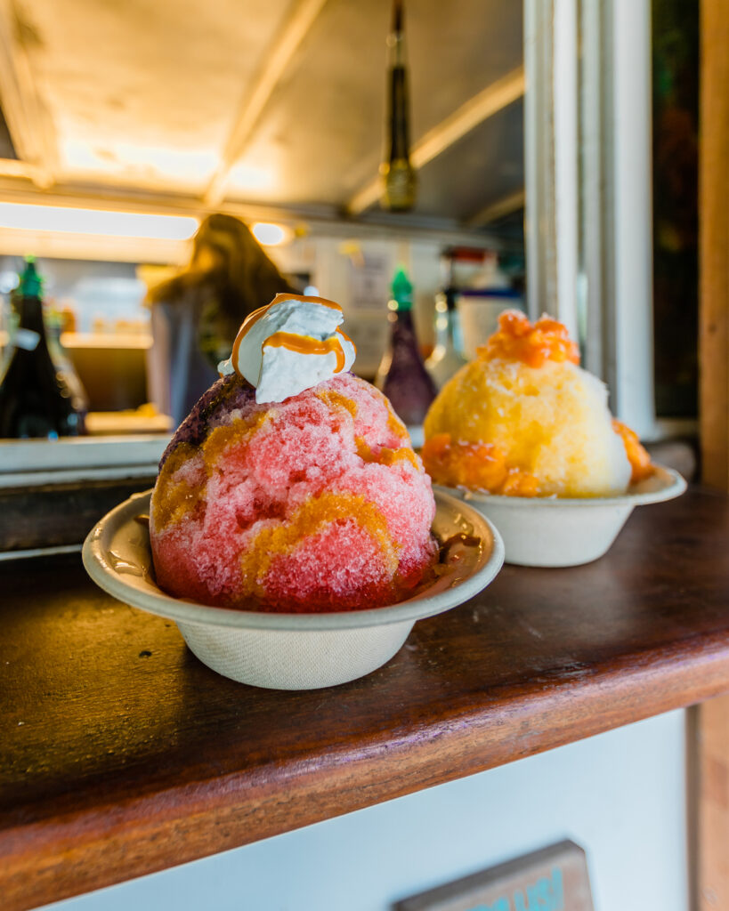 Hawaiian shave ice on a counter