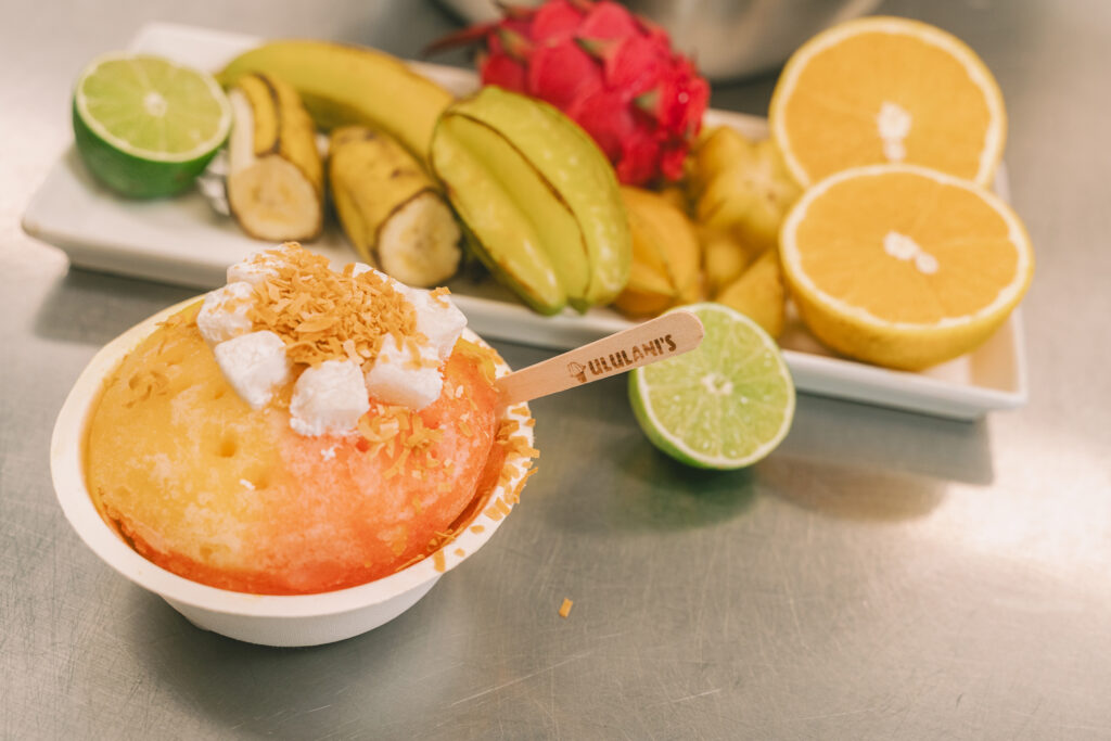 Hawaiian shave ice with fruit