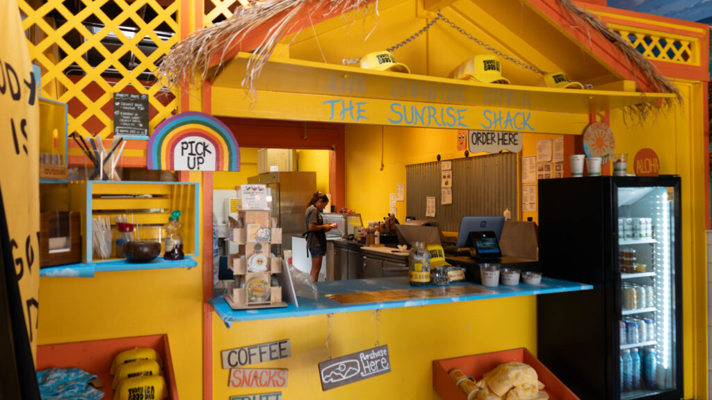 The Sunrise Shack smoothie shop counter