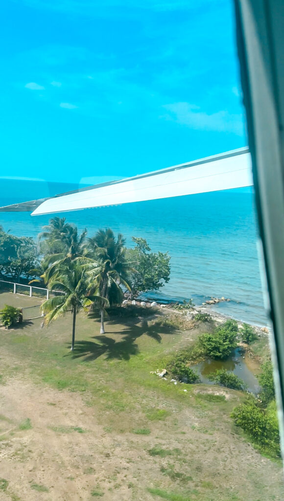 tropical-view-of-belize-palm-trees-and-ocean-from-puddle-jumper-airplane-makes-getting-around-belize-simple